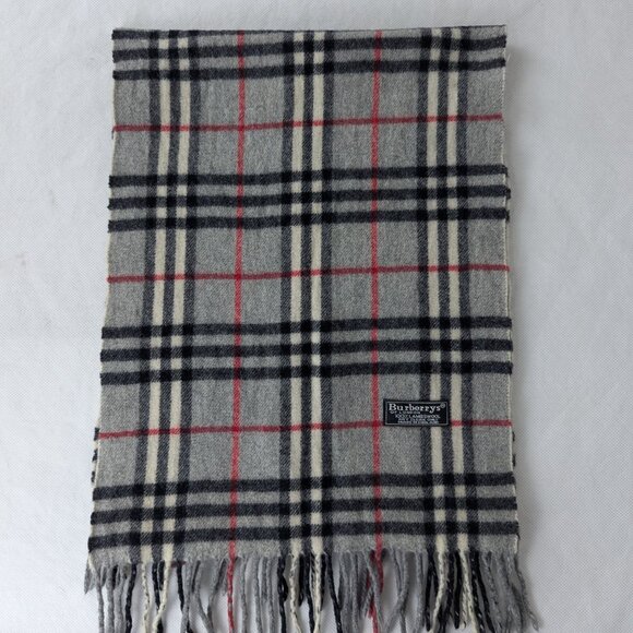 Burberry Iconic Check Lambswool Scarf Gray | Unisex | Designer | Quick Sale - Picture 2 of 7